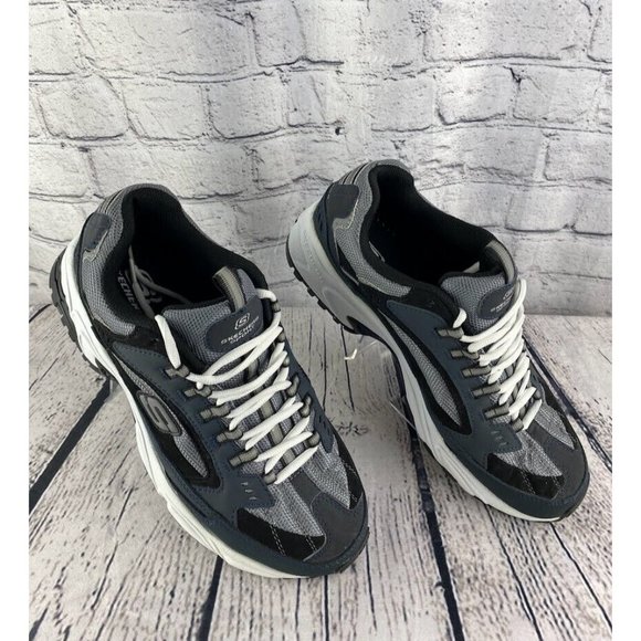 Skechers Sport 50988 Navy/Grey Leather Mesh Athletic Running Shoes Mens Size 10 - Picture 4 of 7